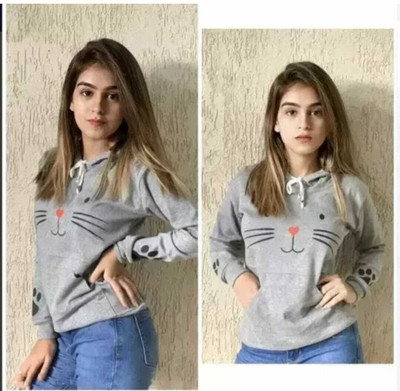 MS QUEEN Full Sleeve Animal Print Women Reversible Sweatshirt