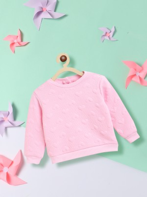 NautiNati Full Sleeve Self Design Baby Girls Sweatshirt