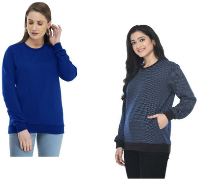 Indeweaves Full Sleeve Self Design Women Sweatshirt