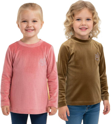salvia Full Sleeve Solid Baby Girls Sweatshirt