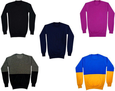AE Trends Full Sleeve Solid, Color Block Boys Sweatshirt