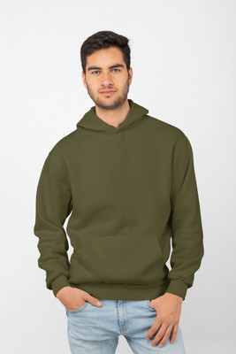 Joy nd Happinness Solid Hooded Neck Casual Men Green Sweater