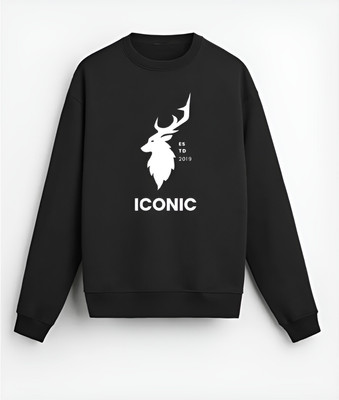 GLITO Printed, Self Design Round Neck Casual Men Reversible Black Sweater
