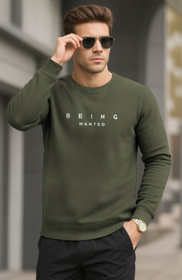 BEING WANTED Full Sleeve Self Design Men Sweatshirt