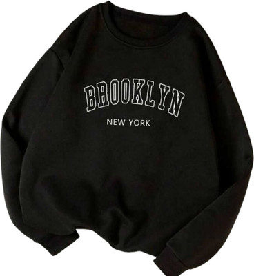 NEMOENTERPRISE Printed Round Neck Casual Women Black Sweater