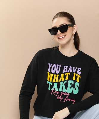 HERE&NOW Full Sleeve Printed Women Sweatshirt