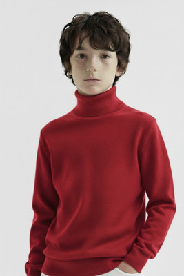Clothify Solid High Neck Casual Boys Maroon Sweater
