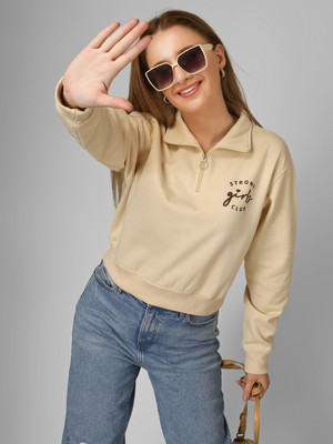 ANVI Be Yourself Full Sleeve Solid, Printed Women Sweatshirt