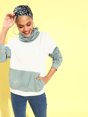 ATHENA Full Sleeve Color Block Women Sweatshirt
