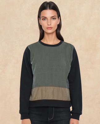RAREISM Full Sleeve Color Block Women Sweatshirt