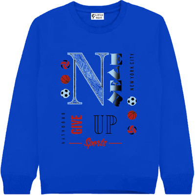 BMG TRENDZZ Printed Round Neck Casual Boys Blue Sweater