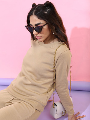 Tokyo Talkies Full Sleeve Solid Women Sweatshirt