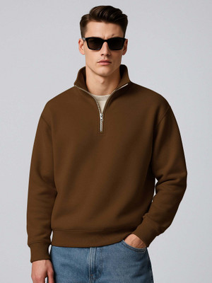 TOROLY Full Sleeve Solid Men Sweatshirt