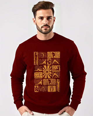 AOOSH Full Sleeve Graphic Print Men Sweatshirt