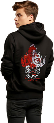 Joy nd Happinness Printed Hooded Neck Casual Men Black Sweater