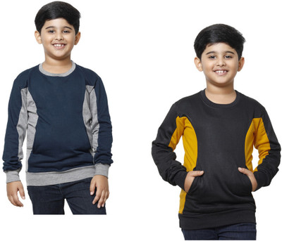 IndiWeaves Full Sleeve Color Block Boys Sweatshirt