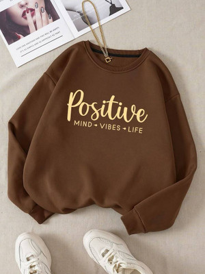 NEMOENTERPRISE Printed Round Neck Casual Women Brown Sweater