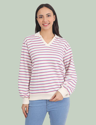 Veins Fashion Full Sleeve Striped Women Sweatshirt