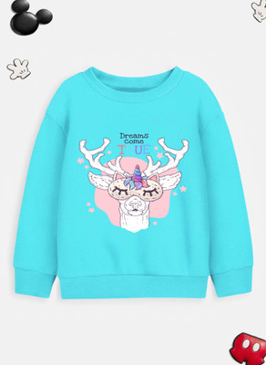 JONIMONI Full Sleeve Self Design Girls Reversible Sweatshirt