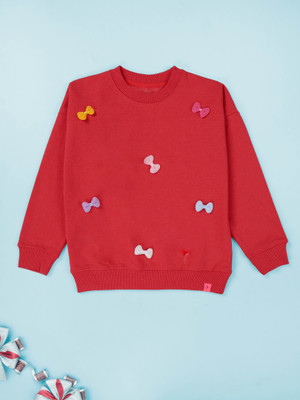 KiddoPanti Full Sleeve Applique Girls Sweatshirt