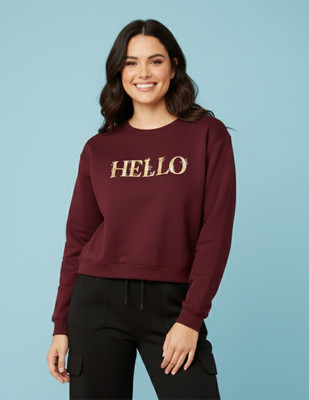 Wineberry Full Sleeve Self Design Women Sweatshirt