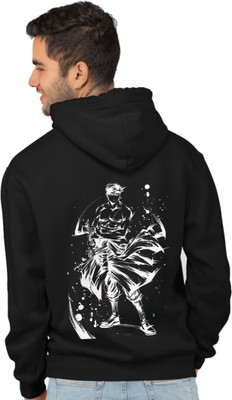 Joy nd Happinness Printed Hooded Neck Casual Men Black Sweater