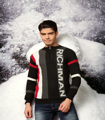 HELL BOUND Full Sleeve Color Block Men Sweatshirt