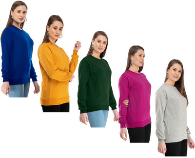 IndiWeaves Full Sleeve Solid Women Sweatshirt