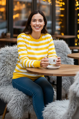 TQH Full Sleeve Striped Women Sweatshirt