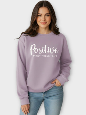 Elite Printed Round Neck Casual Women Purple Sweater