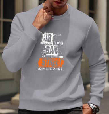 KAJARU Printed Men Round Neck Grey T-Shirt