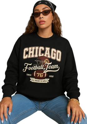 Elite Printed Round Neck Casual Women Black Sweater