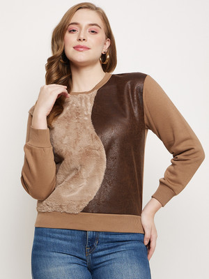 MADAME Full Sleeve Solid Women Sweatshirt