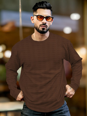 KAJARU Full Sleeve Self Design Men Sweatshirt