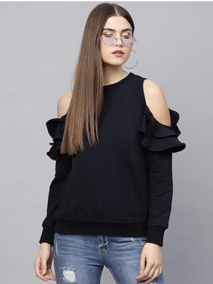 Peachypopup Full Sleeve Solid Women Sweatshirt