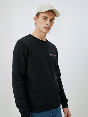 SCOTT FINCHER Full Sleeve Solid, Printed Men Sweatshirt