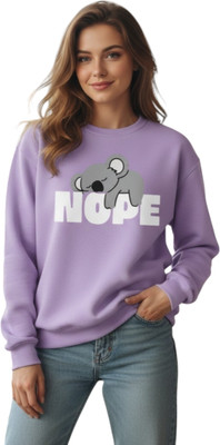 Elite Printed Round Neck Casual Women Purple Sweater