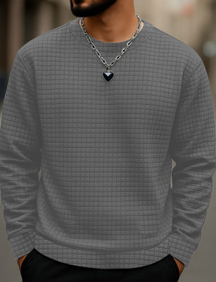 KAJARU Full Sleeve Self Design Men Sweatshirt