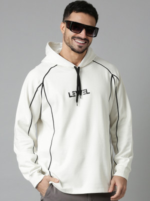 LEWEL Full Sleeve Color Block, Self Design Men Sweatshirt