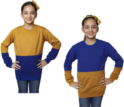 Indistar Full Sleeve Color Block Girls Sweatshirt