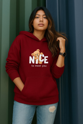 HouseOfCommon Self Design Round Neck Casual Women Maroon Sweater