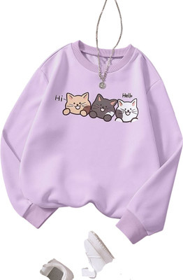Draxstarfashion Printed Round Neck Casual Women Purple Sweater