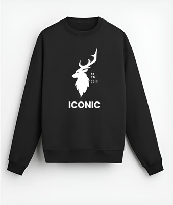 GLITO Printed, Self Design Round Neck Casual Men Reversible Black Sweater