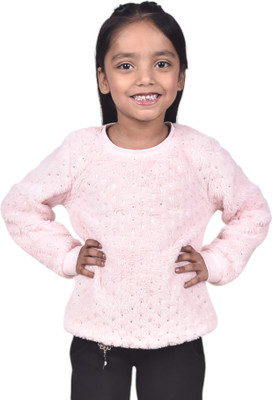 Jammer Full Sleeve Self Design Girls Sweatshirt