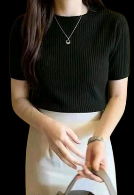 karan gupta Short Sleeve Striped Women Sweatshirt