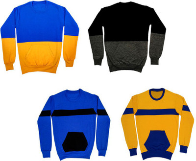 IndiWeaves Full Sleeve Color Block Boys Sweatshirt
