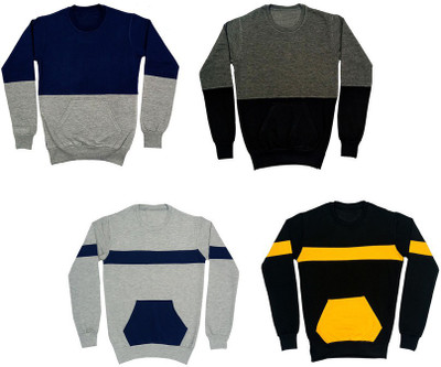 Indistar Full Sleeve Color Block Boys Sweatshirt