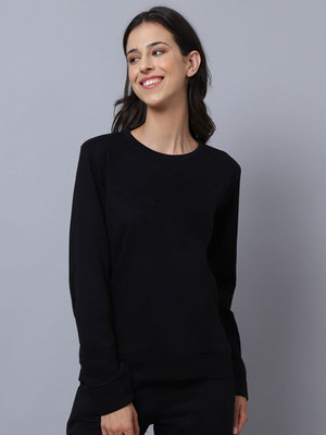 Tdoc Full Sleeve Solid Women Sweatshirt