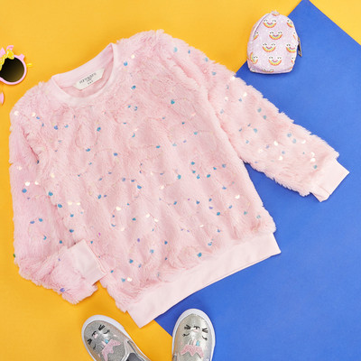 Pantaloons Junior Full Sleeve Self Design Girls Sweatshirt