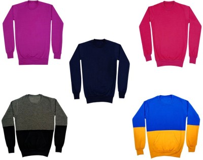 IndiWeaves Full Sleeve Solid, Color Block Boys Sweatshirt